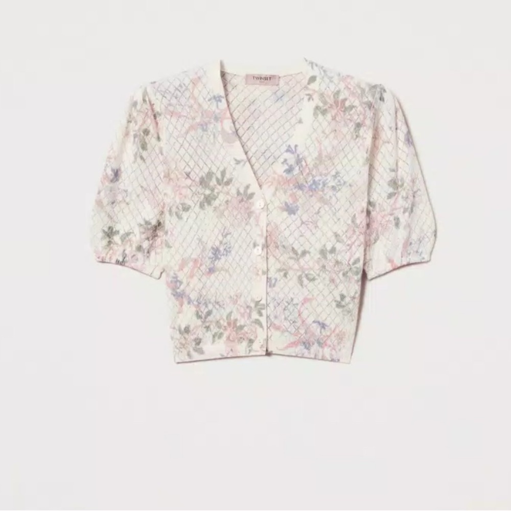 Twin-Set Pastel Floral Knit Sweater